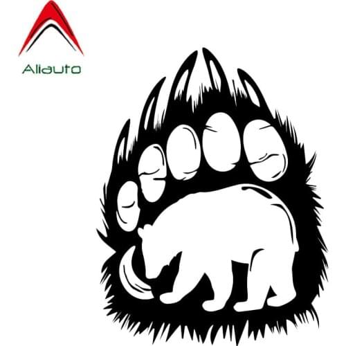 Aliauto Funny Car Sticker Bear Silhouette In Paw Print Living Vinyl Decoration Bumper Window Accessories PVC Decal,15cm*11cm