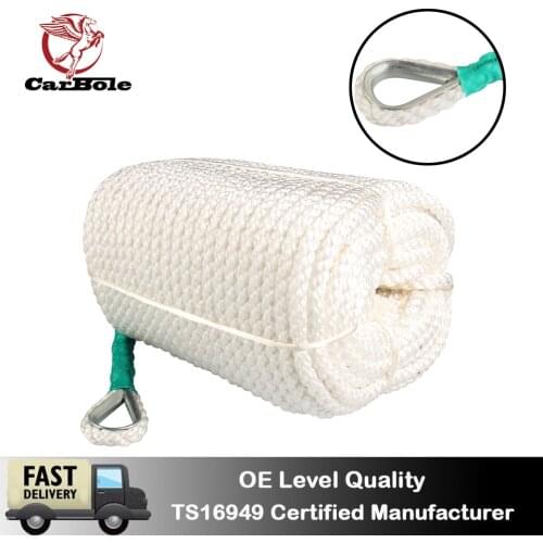 1/2"x300' White twisted three strand nylon Anchor rope String Cord with Thimble Boat Accessories for swings towing boat dock