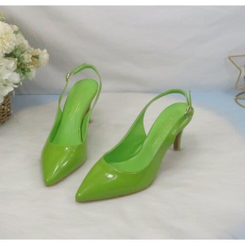 BaoYaFanf Patent leather fashion women Summer sandals woman High heels Party shoes Bride wedding shoes pointed toe Red sole