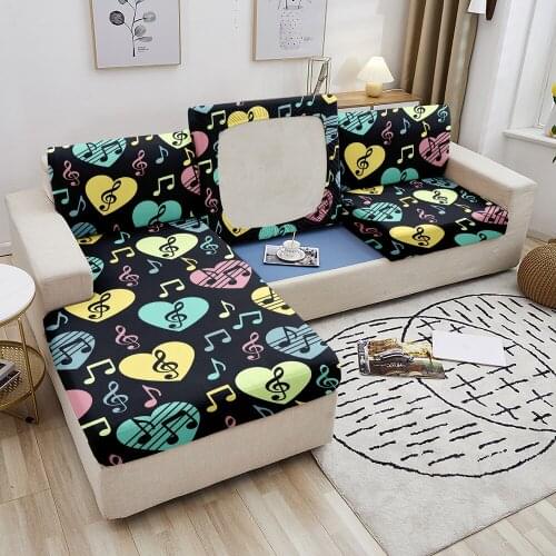 Music Sofa Seat Covers for Living Room Printed Sofa Cushion Cover Soft Stretch Couch Slipcover Chaise Longue Furniture Protector