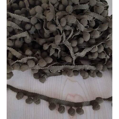 Khaki green color pompom ribbon ornament