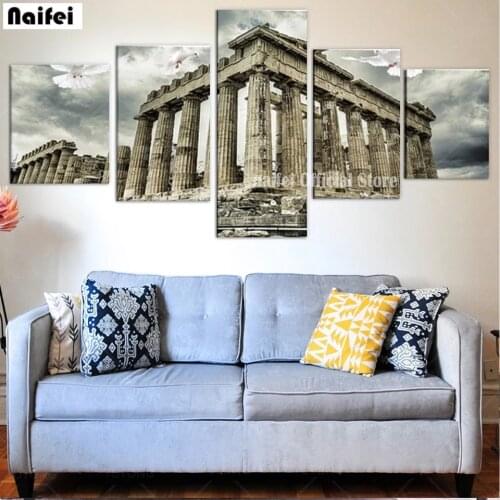 Diy Diamond Painting 5 Pcs Temple on the Acropolis of Athens Greece Full Drill Cross Stitch Embroidery Rhinestone Mosaic Decor