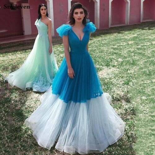 Smileven Princess Prom Dresses Long Colorful V Neck Wedding Guest Dresses Sexy Long Party Gowns Custom Made