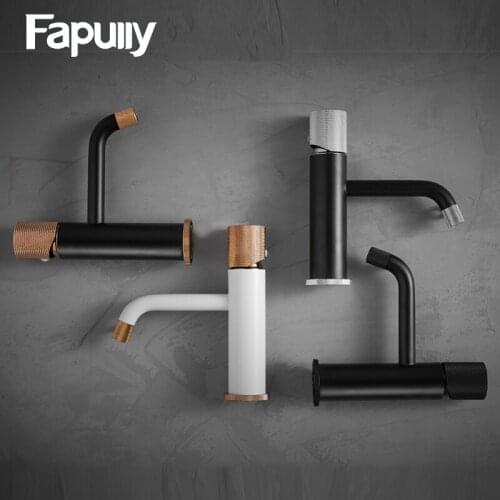 Fapully Basin Faucet Bathroom Sink Faucets Black Gold Lace Process Single Handle Faucet Basin Hot Cold Mixer Taps Crane 1131-33B
