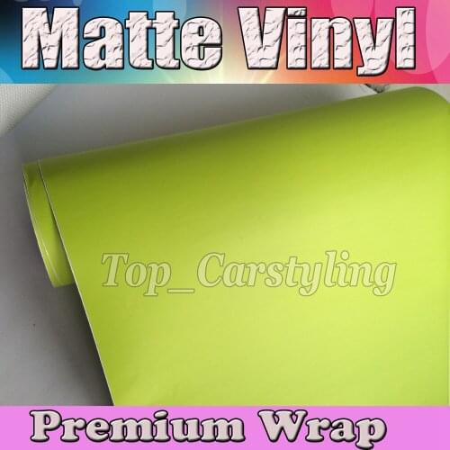 Fluorescent yellow satin Car Wrapping With Air Release / Air bubble free Matte Car Wrap Styling Covers Size:1.52x30m/roll