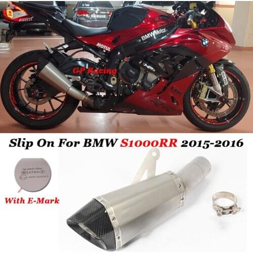 Slip On For BMW S1000RR 2015 2016 Motorcycle Exhaust Muffler Carbon with DB KIller Laser E Marking Non-destructive installation