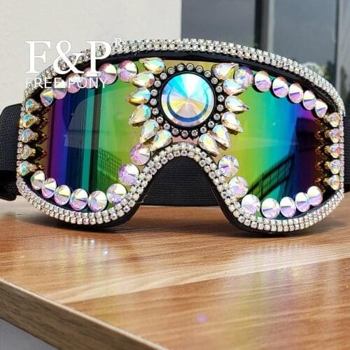 Burning Man Festival Holographic Crystal Goggles Rave Sport Sunglass Carnival Costume Gogo Dance Perform Wear Accessories
