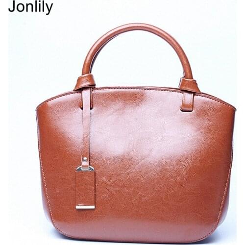 Jonlily Women Genuine Leather Shoulder Bag Female Fashion Messenger Crossbody Bag Elegant Handbag Tote Teens Daybag Purse -KG465