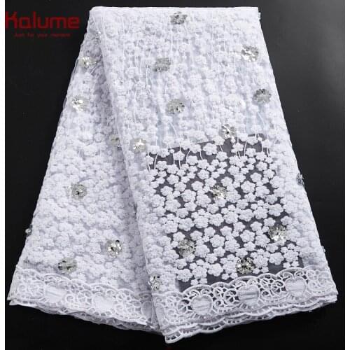 Kalume French Lace Fabric Sequins African Lace Fabric Diy Dress High Quality Nigerian Mesh Lace Fabric For Party Wedding F2354
