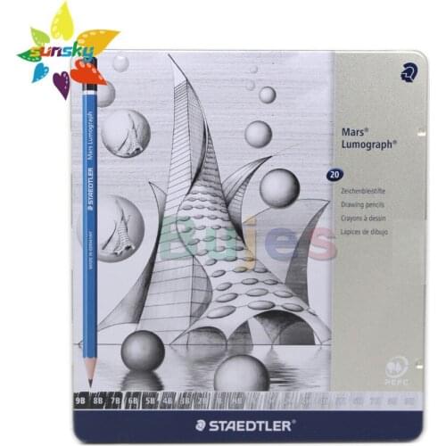 Germany STAEDTLER 100 G20/12/6 blue pole Charcoal drawing pencil drawing sketch pencil set iron box professional art supplies