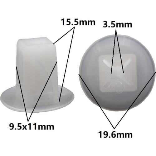 Round head Square Nut Grommet Fixed Clamp 9.5mm x 11mm White Fast wire seat Clips Retainers