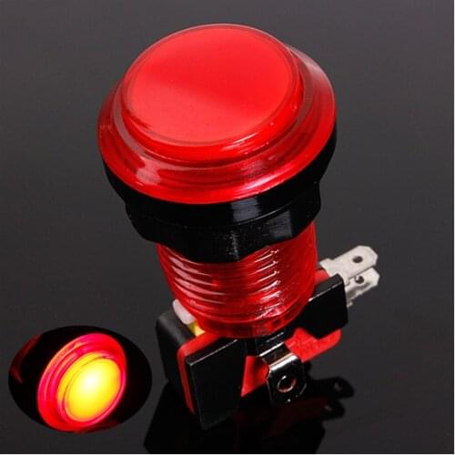Round Lit Illuminated Arcade Video Game Push Button Switch LED Light 5V/12V Color:Red
