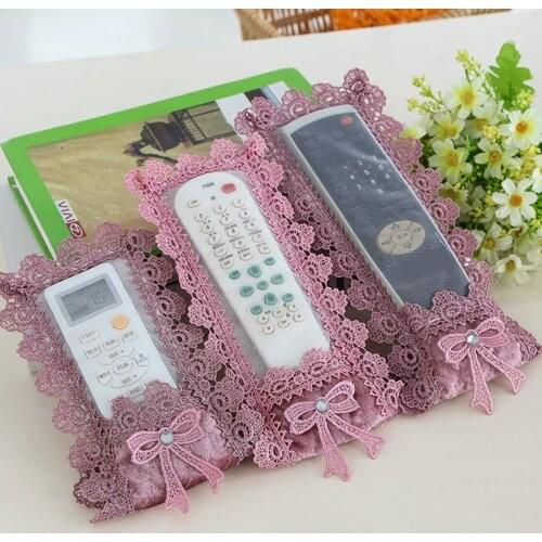 1pc Lace Fabric Case For Remote Control Case Cover For Tv Remote Control Container Holder Bag For Air Conditioning TV
