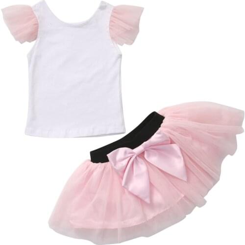 2019 Summer Baby Girls Clothing Sets Newborn Infant Baby Boy Girls Clothing Short Sleeve T-shirt Pink Tutu Skirts Outfits 0-3Y