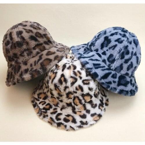 Hot Children Hats For Autumn Winter Baby Boys Girls Warm Leopard Print Fisherman Hat Fashion Kids Basin Caps