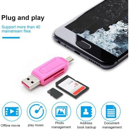 Micro USB 2 In 1 Type-c USB Adapter OTG Card Reader High-speed USB Universal OTG TF/SD For Android Computer Extension Headers