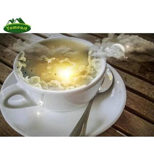 DIY 5D Diamond Painting Kit Coffee Landscape Home Decor Square Full 3D Diamond Mosaic Embroidery Kids Gift Romantic Wall Picture