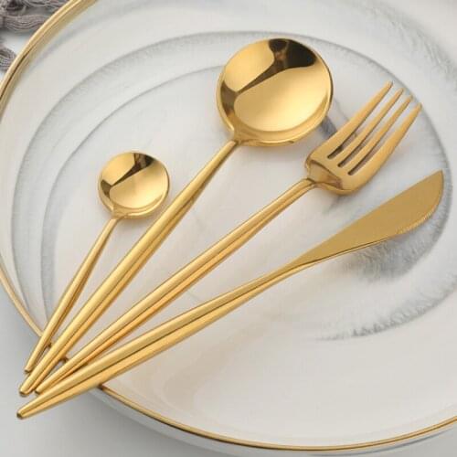 Cutlery Set Stainless Steel Colorful Tableware Set Multicolor Dinnerware Set Silverware Rainbow Rose Gold Kitchen Accessories