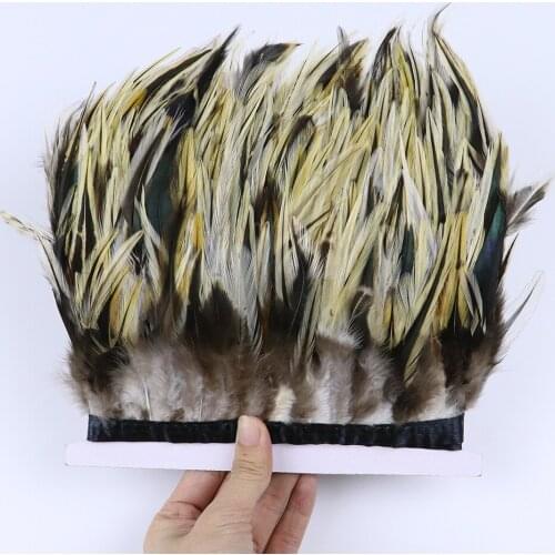 10M Natural Rooster Feathers Trim Fringe DIY Wedding Dress Sewing Carnival Party Decoration Plumes Ribbon Crafts Wholesale