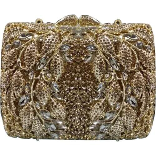 New Nigeria elegant ladies evening dress bag banquet rhinestone handbag ladies crystal metal clutch