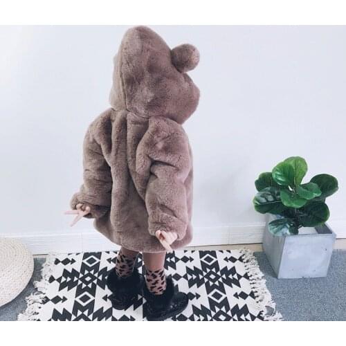 New Winter Girls Fur Coat Elegant Baby Girl Faux Fur Jackets Thickness Warm Hooded coat Kids Outerwear Clothes Girls Coat CT050