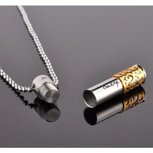Couple Stainless Steel Aromatherapy Necklace Perfume Box Ash Holder Necklaces With Rhinestone for Women Men 2021