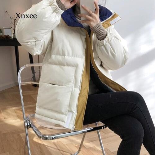 Color Matching Down Cotton Coat Womens 2020 Winter New Thickened Parka Velcro Warm Jackets