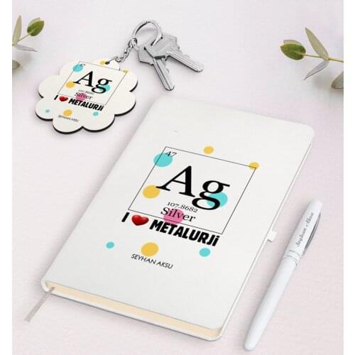 Personalized Metallurgical Engineer White Notebook Pen and Keychain Gift Set Reliable Quality Gift Casual Design Moment