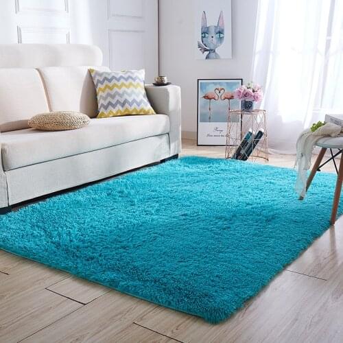 Rectangle Long hair carpet living room coffee table mat bedroom bedside blanket Thickened washed silk hair non-slip rug