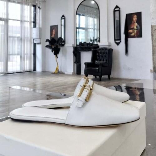 High quality flat slippers woman brand fashion sandals flats genuine leather slippers