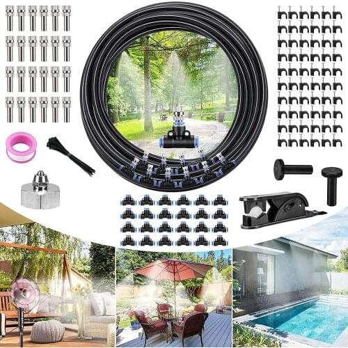 Water Misting Cooling System Kit Summer Sprinkler Nozzle Outdoor Misting Kit For Patio Garden Greenhouse Trampoline ForWaterpark