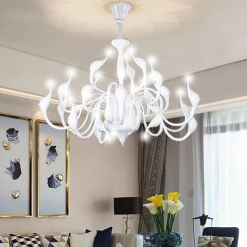 Nordic atmosphere Swan lamp led ceiling light minimalist modern living room dining room chandelier creative personality iron art