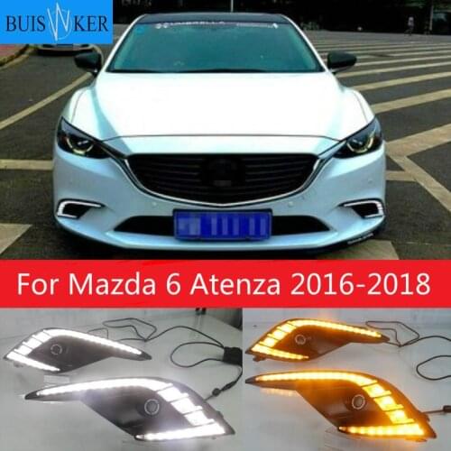 Turn Signal Light and dimming style Relay 12V LED car DRL daytime running light with fog lamp hole for Mazda 6 Atenza 2016-2018