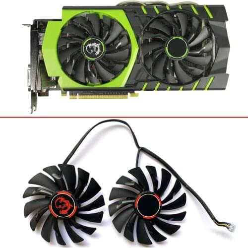 2PCS NEW 95MM PLD10010S12HH 4PIN GTX1080 Cooling Fan For MSI GeForce GTX960 GAMING 100ME 980Ti 950 GAMING 2G Video Card Fans GPU
