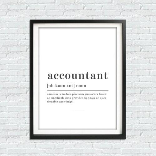 Funny Accountant Definition Wall Art Canvas Posters Prints Accountant Quote Painting Black and White Wall Picture Office Decor