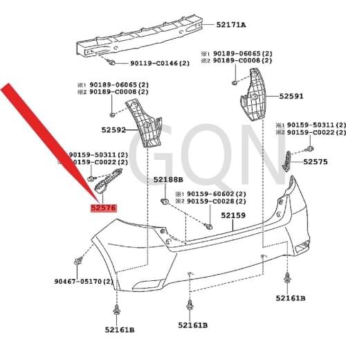 Rear bumper left fixing frame 2013-Toy ota YAR IS rear rubber support. L rear bumper guide groove L rear bumper bracket