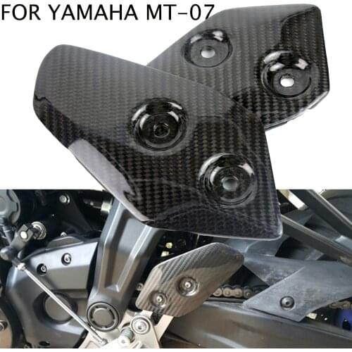 For Yamaha MT-07 MT07 Carbon Fiber Pedal Baffle Protector Decorative Board FootPeg Footrest Rear set Heel Plates Guard Protector