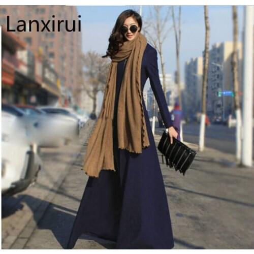 Long Trench Coat Women Plus Size 3XL European Style Wool Cashmere Fashion Womens Slim Zipper Winter Coat Multicolor