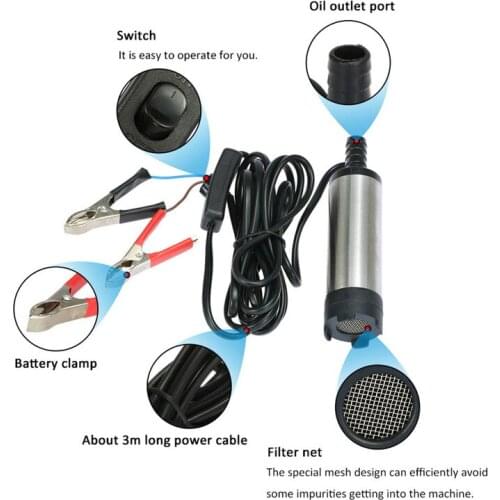 12V 24V DC electric submersible pump for pumping diesel oil water,fuel transfer pump,Stainless steel shell 12L Car Accessories