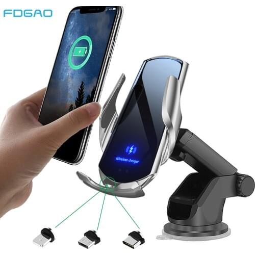 15W Qi Car Wireless Charger for iPhone 12 11 Pro XS XR X 8 Samsung S21 S20 S10 Huawei Xiaomi Magnetic USB Charging Phone Holder