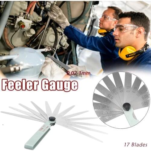 17 Blades Feeler Gauge Metric Gap Filler 0.02-1.00mm Gage Measurment Tool For Engine Valve Adjustment