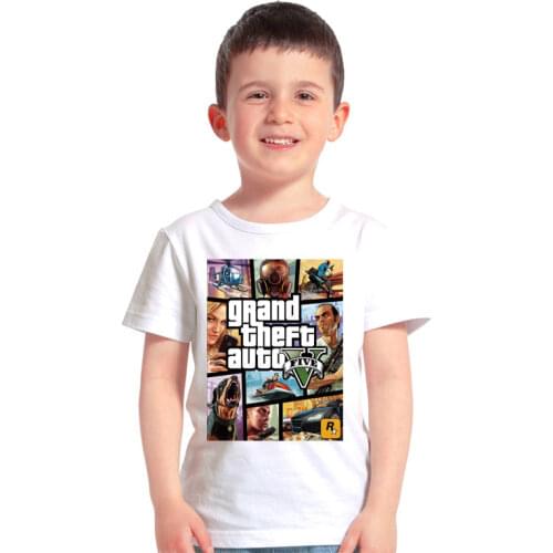 2021 Summer Clothes Gta 5 T Shirt Game Shirt Baby Girls Tops and Tees Boy T Shirts for Children Cartoon Printed for Couples GTA5