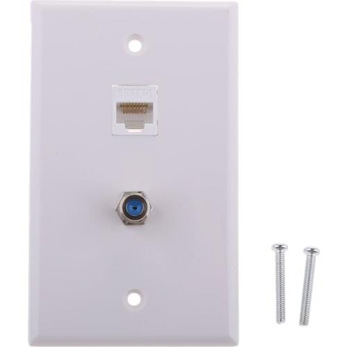 3x Ethernet RJ45 Coaxial F Type Wall Face Plate Socket Outlet Mounted Panel
