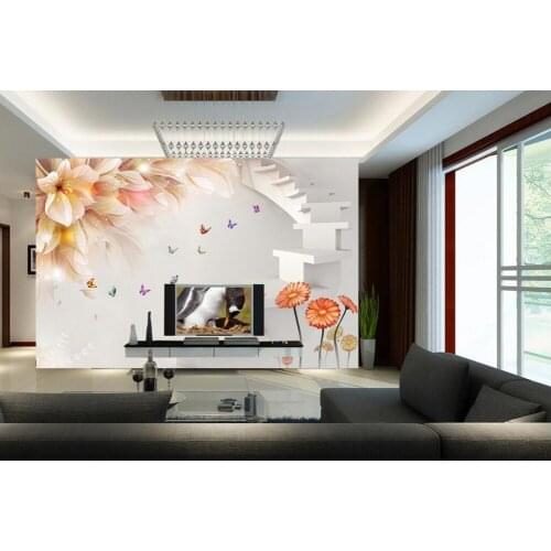 3d wallpapers for wall papel de parede,Lily pattern three-dimensional murals,living room sofa TV wall bedroom large wallpaper