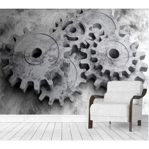 Custom papel parede Mechanical gear 3D stereo 3d model for living room bedroom sofa background wall decoration wallpaper
