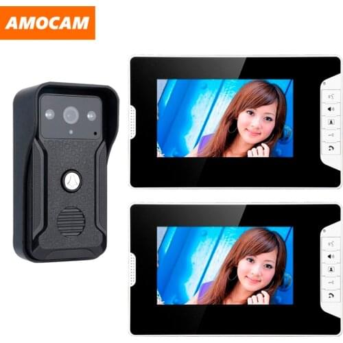 7 Inch Screen wired video intercom Doorbell System Video Door Phone ir night vision camera for villa home 2-Monitor