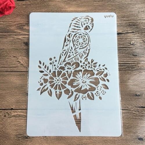 A4 29 * 21cm diy craft parrot mold for painting stencils stamped photo album embossed paper card on wood, fabric,wall stencil