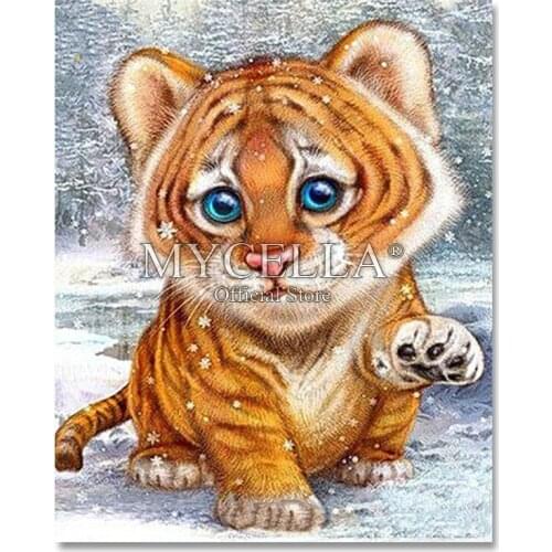 Needlework DIY Diamond Embroidery Icon Animals Full Diamond Mosaic Tiger Cross Stitch Diamond Painting For Children Hobby Gift