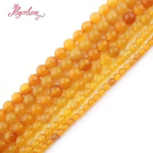 Natural Round Agates Beads Ball Yellow Smooth Stone Beads For Jewelry Making DIY Necklace Bracelet Loose 6/8/10mm Strand 15"