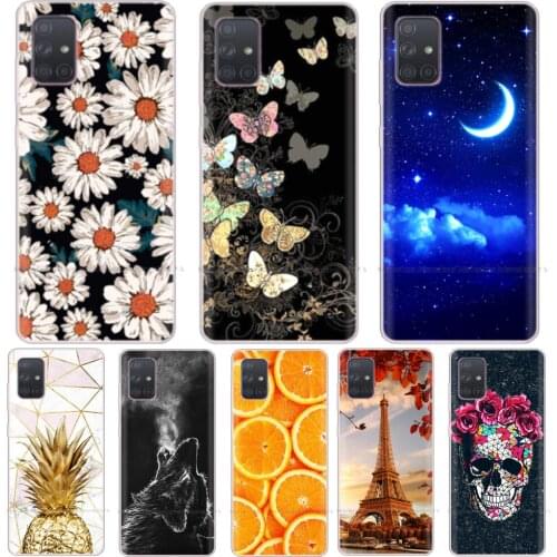 Case for Samsung Galaxy A51 Phone Case Soft Silicone Cover for Samsung A51 2019 A515 TPU Fundas 6.5 inch Cute Coque Cat flower